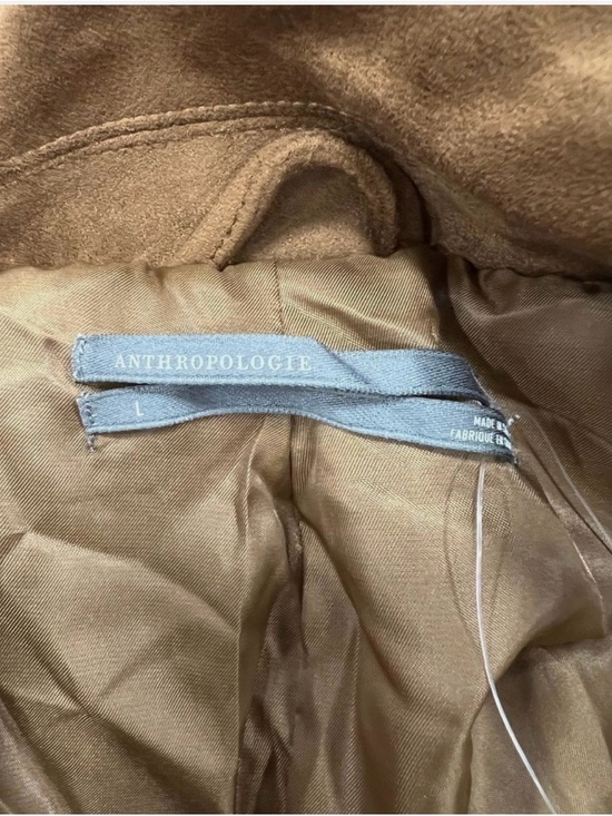 Women's Double-Breasted Faux Tan Suede Long Coat - Picture 4 of 5